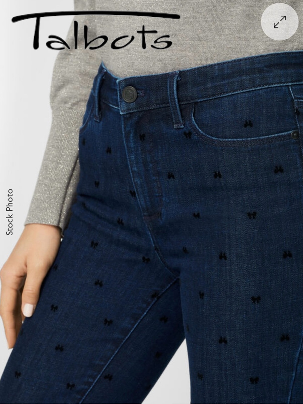 TALBOTS JEGGINGS - DARK DENIM WASH FLOCKED BOWS ZIPPER CLOSURE ANKLE LENGTH (6) - Picture 14 of 16